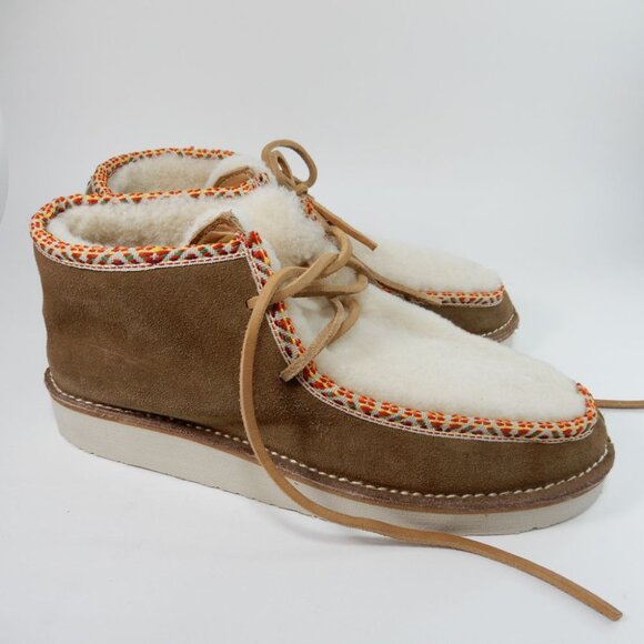 Beek Alpine Swift Ankle Boots Lace up Bootie Size 7 Suede Shearling Brown NEW - Picture 5 of 15